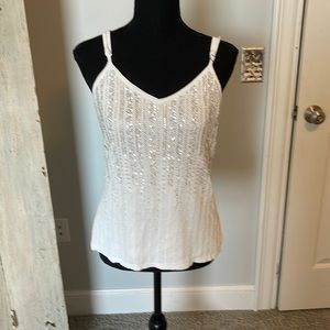 White sequins beaded tank top